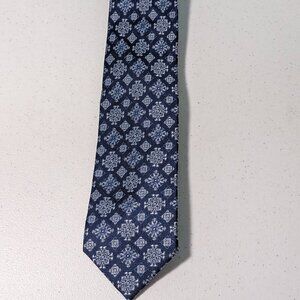 Ferucci Blue geo Print 100% Silk Handmade Necktie